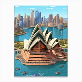 Sydney Opera House Pxiel Art 2 Canvas Print