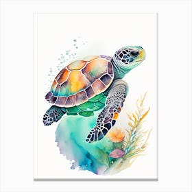 Foraging Sea Turtle, Sea Turtle Watercolour 1 Canvas Print