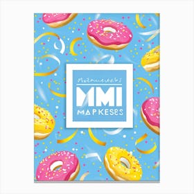 An Abstract Pattern Of Tiny Donuts Swirling With A Blend Of Pastel Pink Blue And Yellow Hues Set (6) Canvas Print