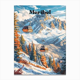 Meribel Ski Resort French Alps Travel Art Illustration Canvas Print