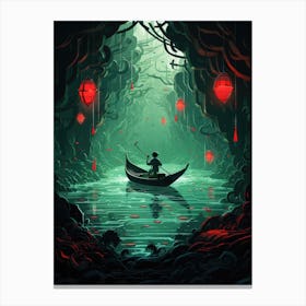 Boat In A Cave Canvas Print