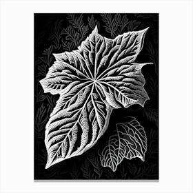 Raspberry Leaf Linocut 6 Canvas Print