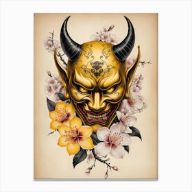 Floral Irezumi The Traditional Japanese Tattoo Hannya Mask (54) Canvas Print