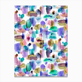 Spring Watercolor Blue Pink Gold Canvas Print