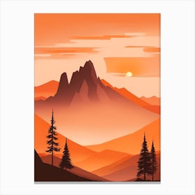 Misty Mountains Vertical Composition In Orange Tone 294 Canvas Print
