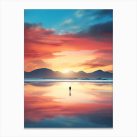 Luskentyre Sands Isle Of Harris Scotland At Sunset, Vibrant Painting 3 Canvas Print