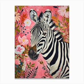 Floral Animal Painting Zebra 1 Canvas Print