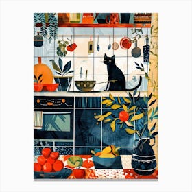 Cat In The Kitchen animal Cat's life Canvas Print