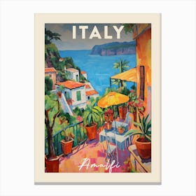 Amalfi Coast Italy 1 Fauvist Painting  Travel Poster Canvas Print