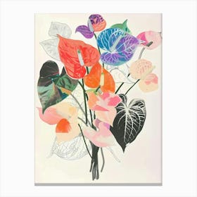 Flamingo Flower 1 Collage Flower Bouquet Canvas Print