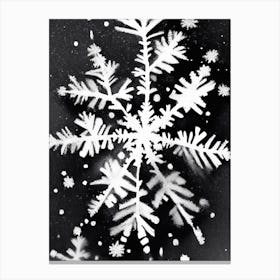 Needle, Snowflakes, Black & White 4 Canvas Print