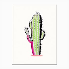 Ladyfinger Cactus Minimal Line Drawing Canvas Print
