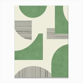 Line Art Geometric Abstract Pattern - Forest Green Canvas Print