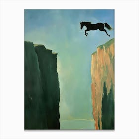 Horse Jumping Over Cliff Canvas Print