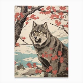 Gray Wolf Vintage Japanese 2 Canvas Print