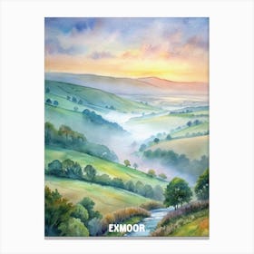 Exmoor National Park Watercolor Painting Canvas Print