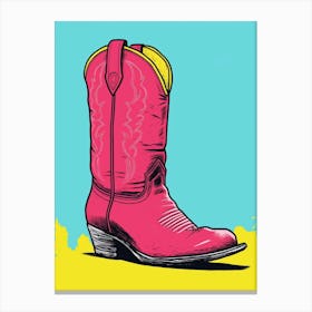 Cowgirl Boots Bright Colours Illustration 4 Canvas Print