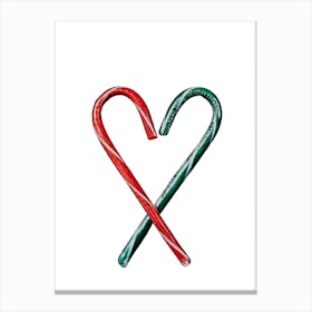 Candy Cane Heart Canvas Print