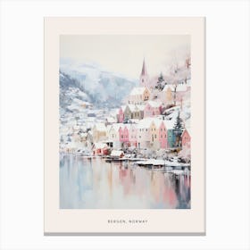 Dreamy Winter Painting Poster Bergen Norway 1 Canvas Print
