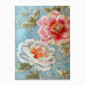 Chinese Embroidered Flowers 1 Canvas Print