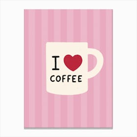 I Heart Coffee Stripe Canvas Print