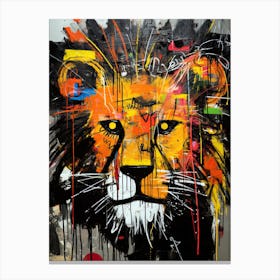 Lion in Basquiat style 2 Canvas Print