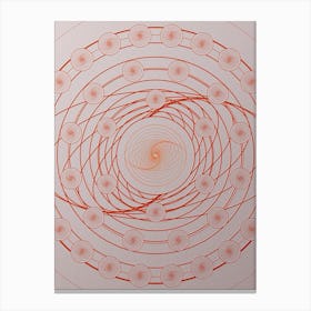 Geometric Abstract Glyph Circle Array in Tomato Red n.0180 Canvas Print