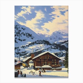 Lech Zürs, Austria Ski Resort Vintage Landscape 1 Skiing Poster Canvas Print