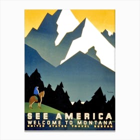 Welcome To Montana, USA, Travel Poster Canvas Print