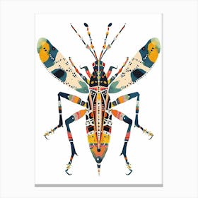 Colourful Insect Illustration Katydid 11 Canvas Print