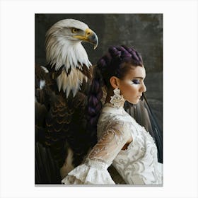 the eagle and a woman Canvas Print