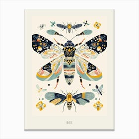 Colourful Insect Illustration Bee 3 Poster Canvas Print
