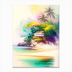 Ilha Do Mel Brazil Watercolour Pastel Tropical Destination Canvas Print