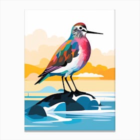 Colourful Geometric Bird Dunlin 1 Canvas Print