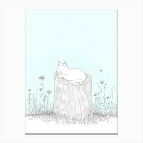 Cat Sleeping On Stump Canvas Print