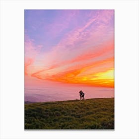 A Watercolor Creation Rich With Springs Flush Of Colors Backlit By The Glow Of The Summer Sunset (5) Canvas Print