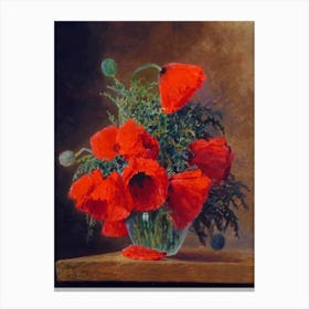 Red Poppies In A Vase Canvas Print