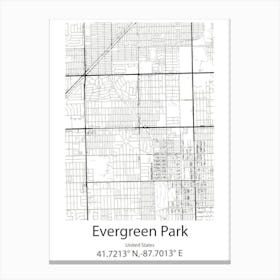 Evergreen,United States Minimalist Map Canvas Print