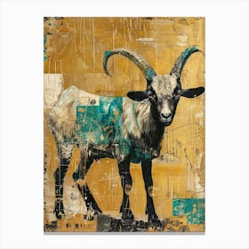 Pygmy Goat Gold Effect Collage 1 Canvas Print