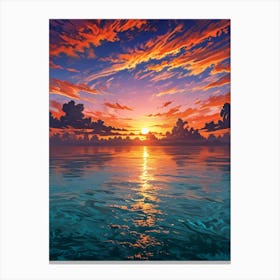 Sunset Over The Ocean Canvas Print