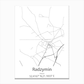 Radzymin,Poland Minimalist Map Canvas Print