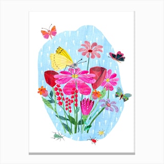 Butterflies And Blooms Canvas Print