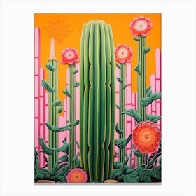 Mexican Style Cactus Illustration Organ Pipe Cactus 4 Canvas Print