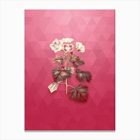 Vintage Rhomb Leaf Palavia Flower Botanical in Gold on Viva Magenta n.0906 Canvas Print