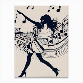 Silhouette Of A Woman Dancing Canvas Print