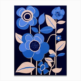 Blue Flower Illustration Camellia 1 Canvas Print