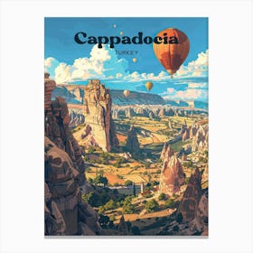 Cappadocia Turkey Hot Air Balloon Digital Travel Illustration Canvas Print