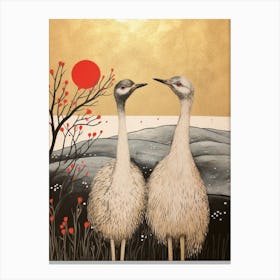 Bird Illustration Ostrich 4 Canvas Print
