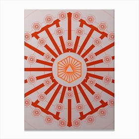 Geometric Abstract Glyph Circle Array in Tomato Red n.0061 Canvas Print