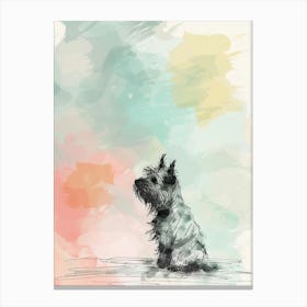 Pastel Norwich Terrier Dog Pastel Line Illustration  2 Canvas Print